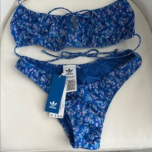 Adidas Kseniaschnaider Floral Blue Bikini Set. NWT